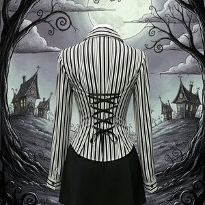 Striped Corset-Back Blazer